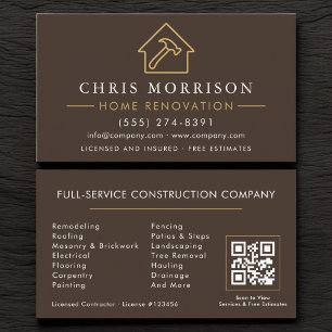 Cartão De Visita Código QR de Reparo e Reforma Residencial Brown Go