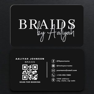 Cartão De Visita Código QR de Reserva de Tranças de Cabelo