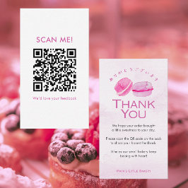 Cartão De Visita Código QR de Revisão Macaron Watercolor Rosa
