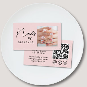 Cartão De Visita Código QR de Rosto Cor-de-Rosa em Letra de Forma F