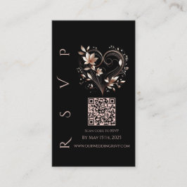 Cartão De Visita Código QR de RSVP de casamento moderno-flores em r