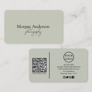 Cartão De Visita Código QR de Script de Assinatura Moderna Social