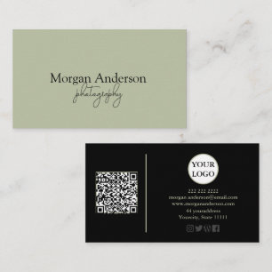Cartão De Visita Código QR de Script de Assinatura Moderna Social