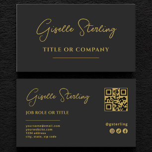 Cartão De Visita Código QR de Script de Empresa Profissional Dourad
