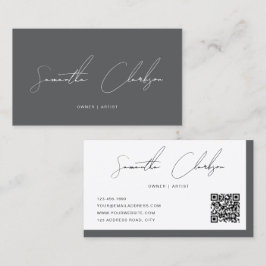 Cartão De Visita Código QR de Script Manuscrito de Script Moderno d