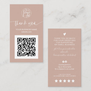Cartão De Visita Código QR de script moderno que obrigado de ordem 