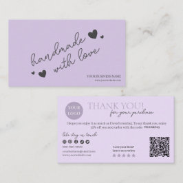 Cartão De Visita Código QR de Script Moderno Roxo, Obrigado