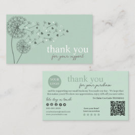 Cartão De Visita Código QR de Script Moderno Verde, Obrigado