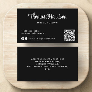 Cartão De Visita Código QR de script na moda
