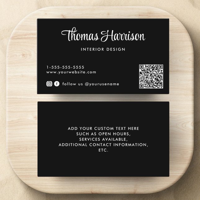 Cartão De Visita Código QR de script na moda (Capture attention, make connections, and leave a lasting impression with our modern QR business card)