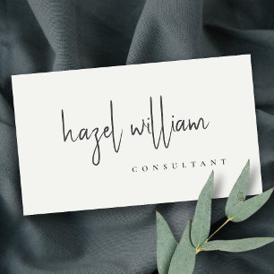 Cartão De Visita Código QR de Script Simples Preto e Branco Moderno