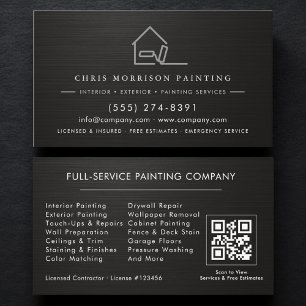 Cartão De Visita Código QR de Serviço de Pintura Empreiteiro