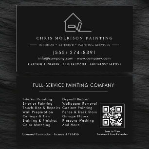Cartão De Visita Código QR de Serviço de Pintura Profissional Empre