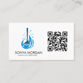 Cartão De Visita Código QR de Serviços de Limpeza Modernos Logotipo
