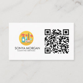 Cartão De Visita Código QR de Serviços de Limpeza Modernos Minimali