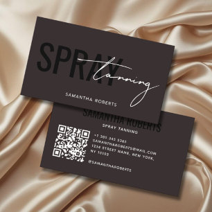 Cartão De Visita Código QR de spray tan moderno marrom escuro