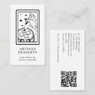Cartão De Visita Código QR de Tarot Artisan Baker Dessert Caterer