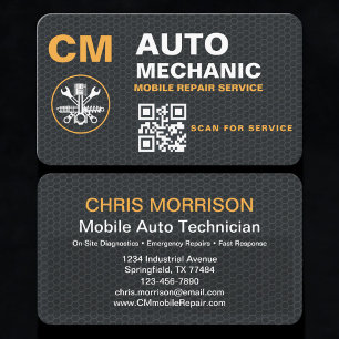 Cartão De Visita Código QR de Técnico Automotivo Móvel