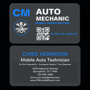 Cartão De Visita Código QR de Técnico Automotivo Móvel