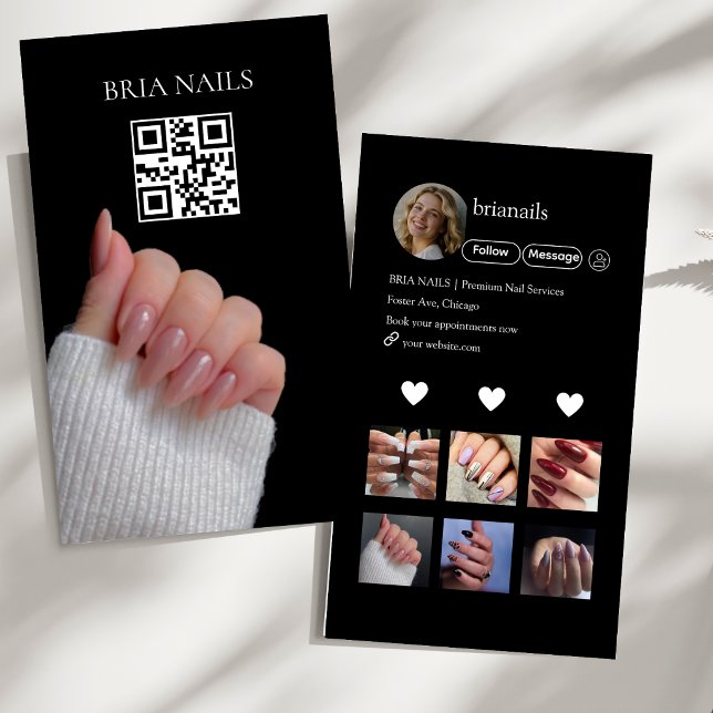 Cartão De Visita Código QR de Técnico de Unhas  (Criador carregado)