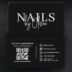 Cartão De Visita Código QR de Técnico de Unhas Moderno