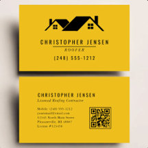 Código QR de Telhados Simples Amarelo Preto