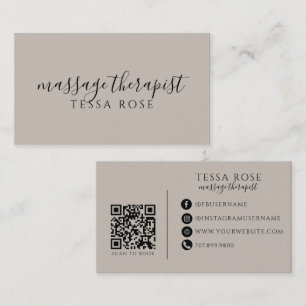 Cartão De Visita Código QR de Terapeuta de Massagem