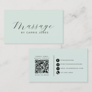 Cartão De Visita Código QR de Terapeuta de Massagem Minimalista