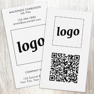 Cartão De Visita Código QR de texto de logotipo simples no formato