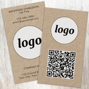 Cartão De Visita Código QR de texto de logotipo simples no formato