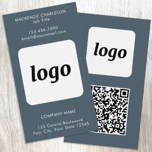 Cartão De Visita Código QR de Texto de Logotipo Simples Vertical Ci