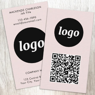 Cartão De Visita Código QR de Texto de Logotipo Simples Vertical Ro