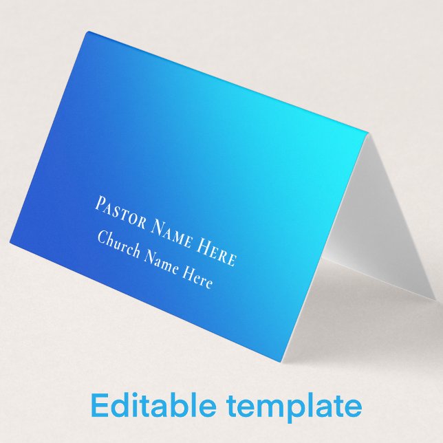 Cartão De Visita Código QR de texto personalizado com gradiente azu (Customize this modern blue gradient business card template.)