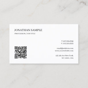 Cartão De Visita Código QR de Texto Personalizado Elegante Profissi