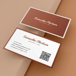 Cartão De Visita Código QR de Tipografia de Script de Borda de Terr