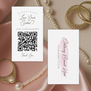 Cartão De Visita Código QR de Traço de Aquarela Rosa Deixe uma Aval