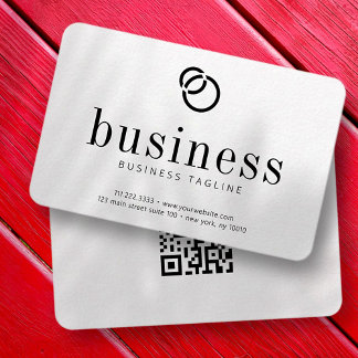 Cartão De Visita Código QR de verificação de logotipo simples minim