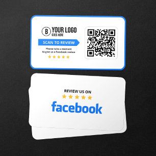 Cartão De Visita Código QR de Verificação em Estrelas do Facebook B