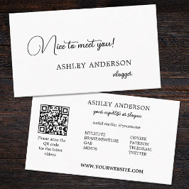 Cartão De Visita Código QR de Vlogger Simples Não Censurado