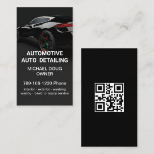 Cartão De Visita Código QR de Wash de Automóvel Elegante Branco