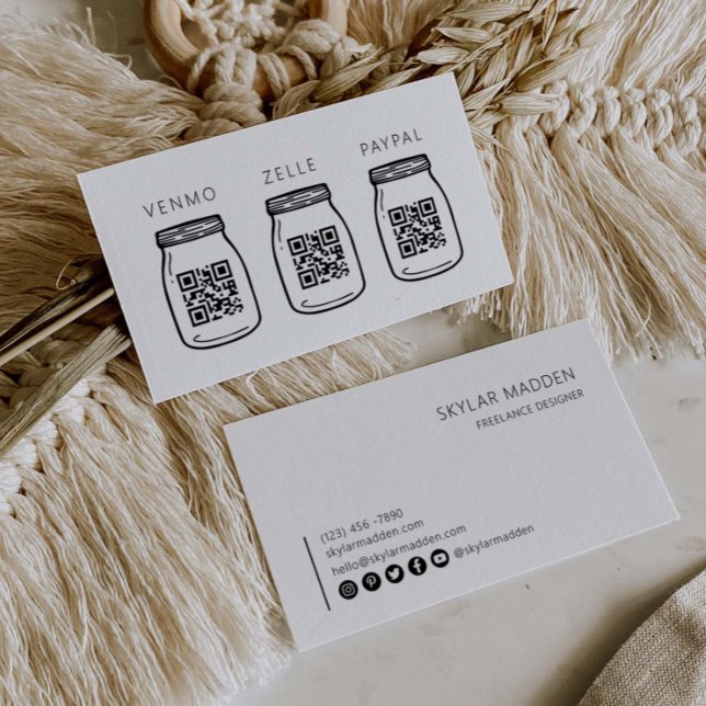 Cartão De Visita Código QR Dicas de Varredura de Pagamento em Caixa (Criador carregado)