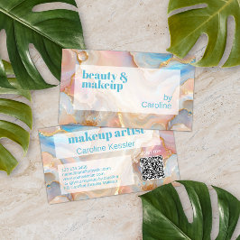 Cartão De Visita Código QR digitalizável do padrão de arte do mármo