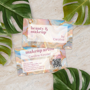 Cartão De Visita Código QR digitalizável do padrão de arte do mármo