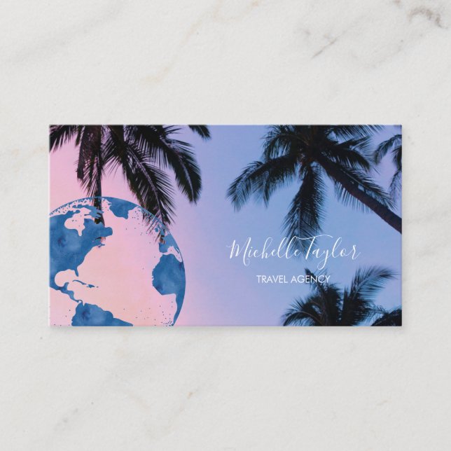 Cartão De Visita Código QR do Agente de Agência de Viagem de Mapa d (Frente)