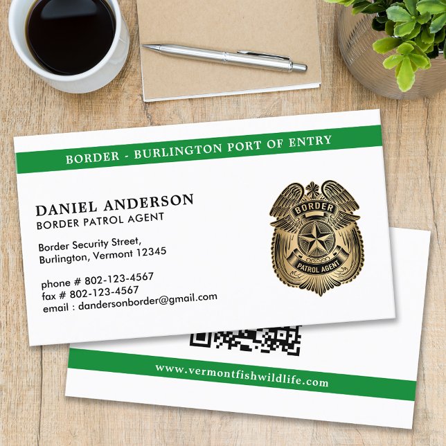 Cartão De Visita Código QR do Agente de Patrulha da Polícia Federal (Criador carregado)