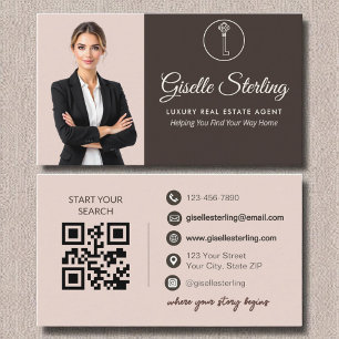 Cartão De Visita Código QR do Agente Imobiliário do Luxury Terracot
