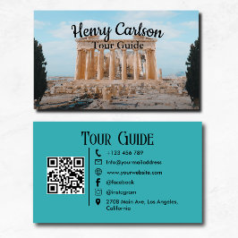 Cartão De Visita Código QR do Agente Turquoise do Viagem do Guia To