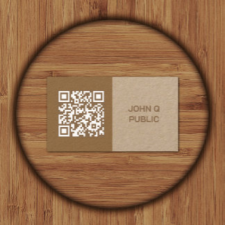 Cartão De Visita Código QR do Artesanato Moderno Castanho