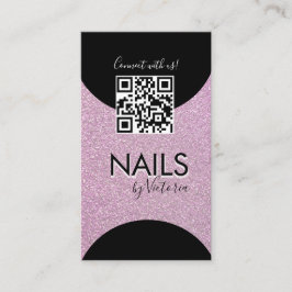 Cartão De Visita Código QR do Artista de Beleza do Salão de Unhas B