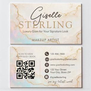 Cartão De Visita Código QR do Artista de Maquiagem Opal Stone